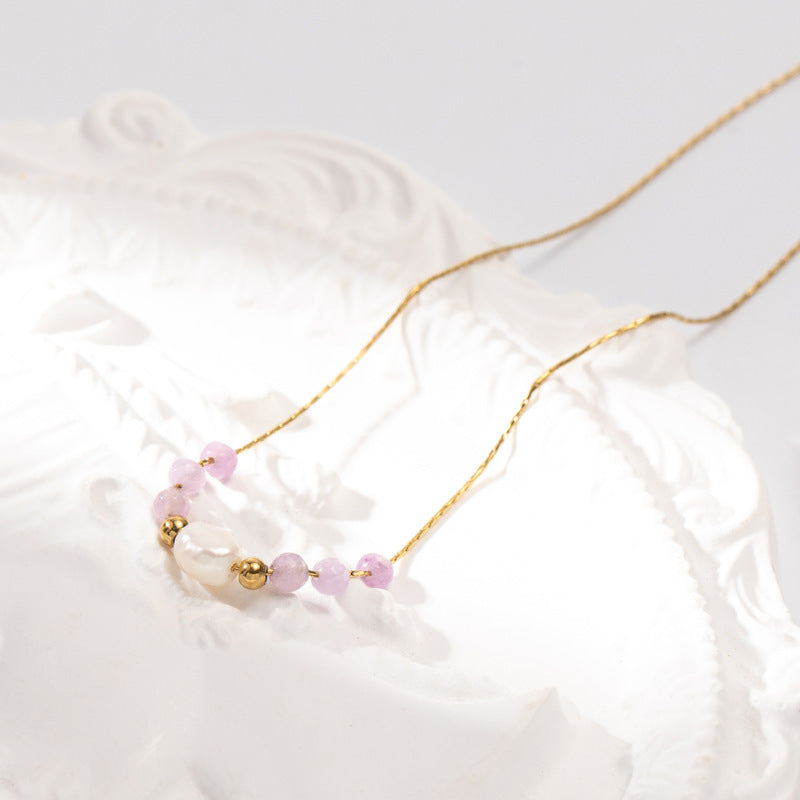 Wholesale  freshwater pearl necklace titanium steel non-fading female personality clavicle chain