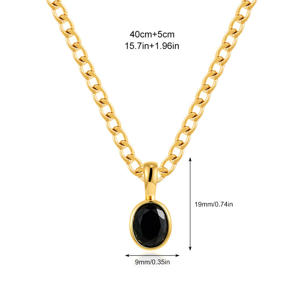 Wholesale Stainless Steel 18K Gold Color Zircon Necklace