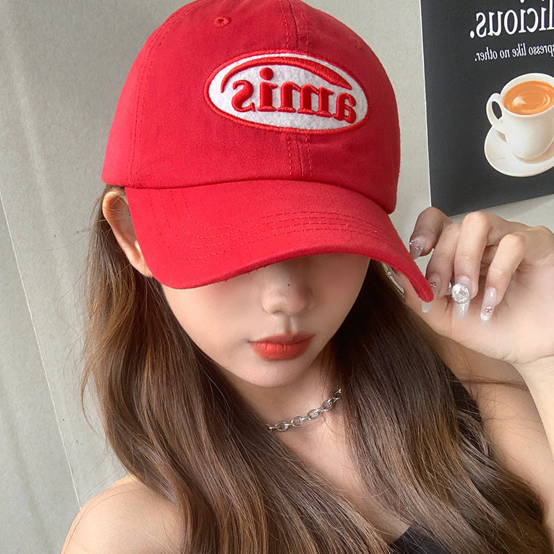 Wholesale red baseball cap with face soft top hat sun hat