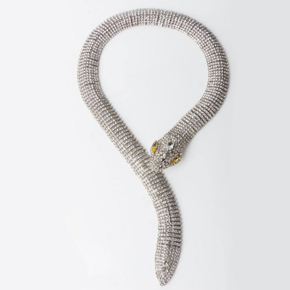Wholesale  personality hip-hop exaggerated necklace sexy diamond snake necklace