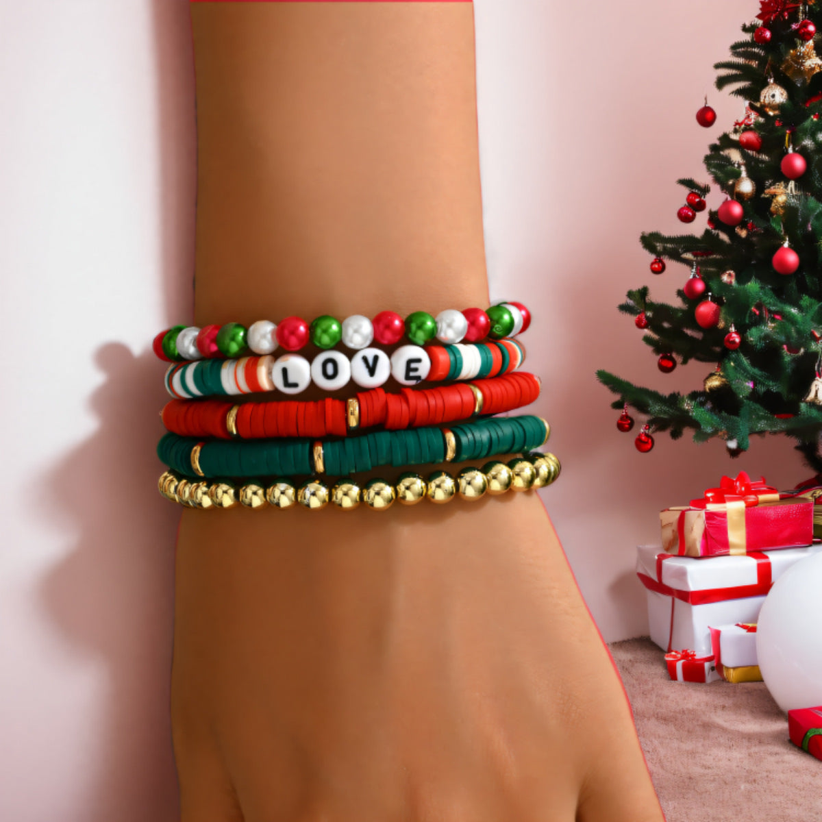 Wholesale  Christmas Flag Soft Clay Bracelet suit