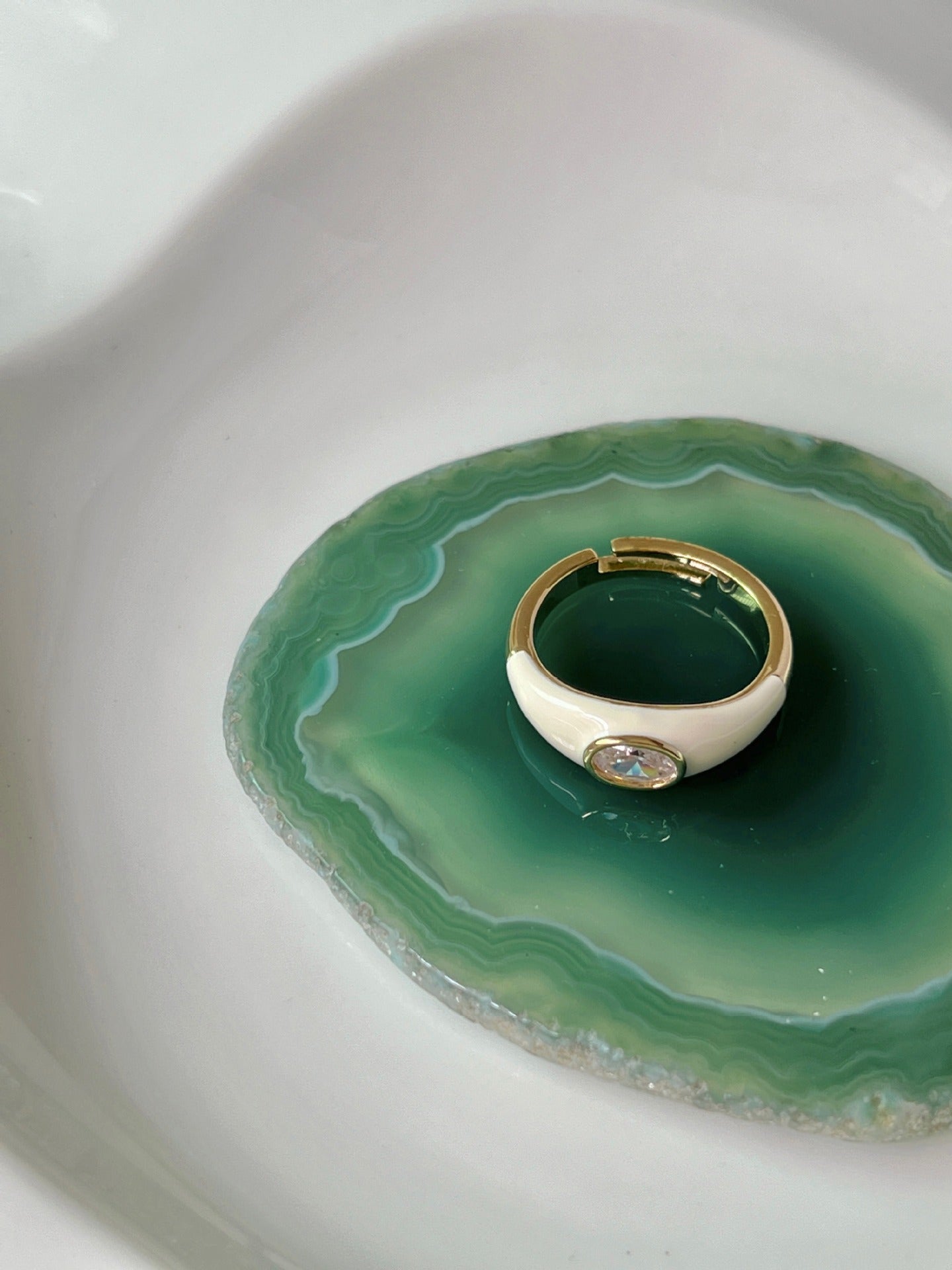 Wholesale Row Diamond Enamel Decoration Butterfly Four-leaf Clover Ring