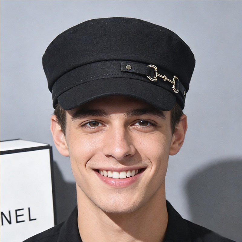 Wholesale Chic Casual Beret Hat Black Flat Top Cap With Curved Brim Breathable Everyday Fashion Accessory