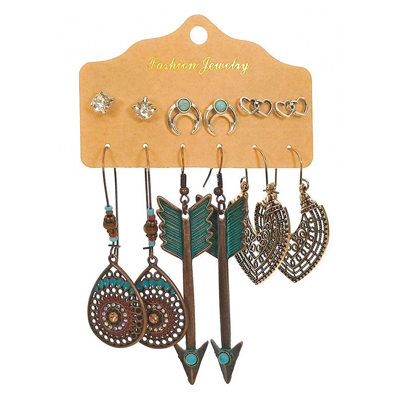 Wholesale Retro Owl Earrings Set 6 Pieces Alloy Electroplated Boutique Resale