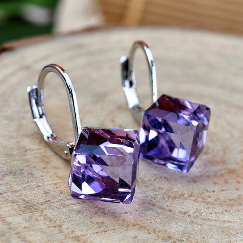 Wholesale magic cube colorful crystal earrings