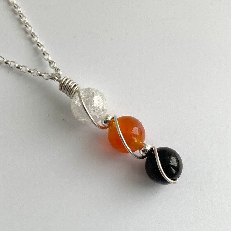 Wholesale Natural Crystal Silver Wire Wrapped Constellation Necklace ACC-NE-RongGuan016