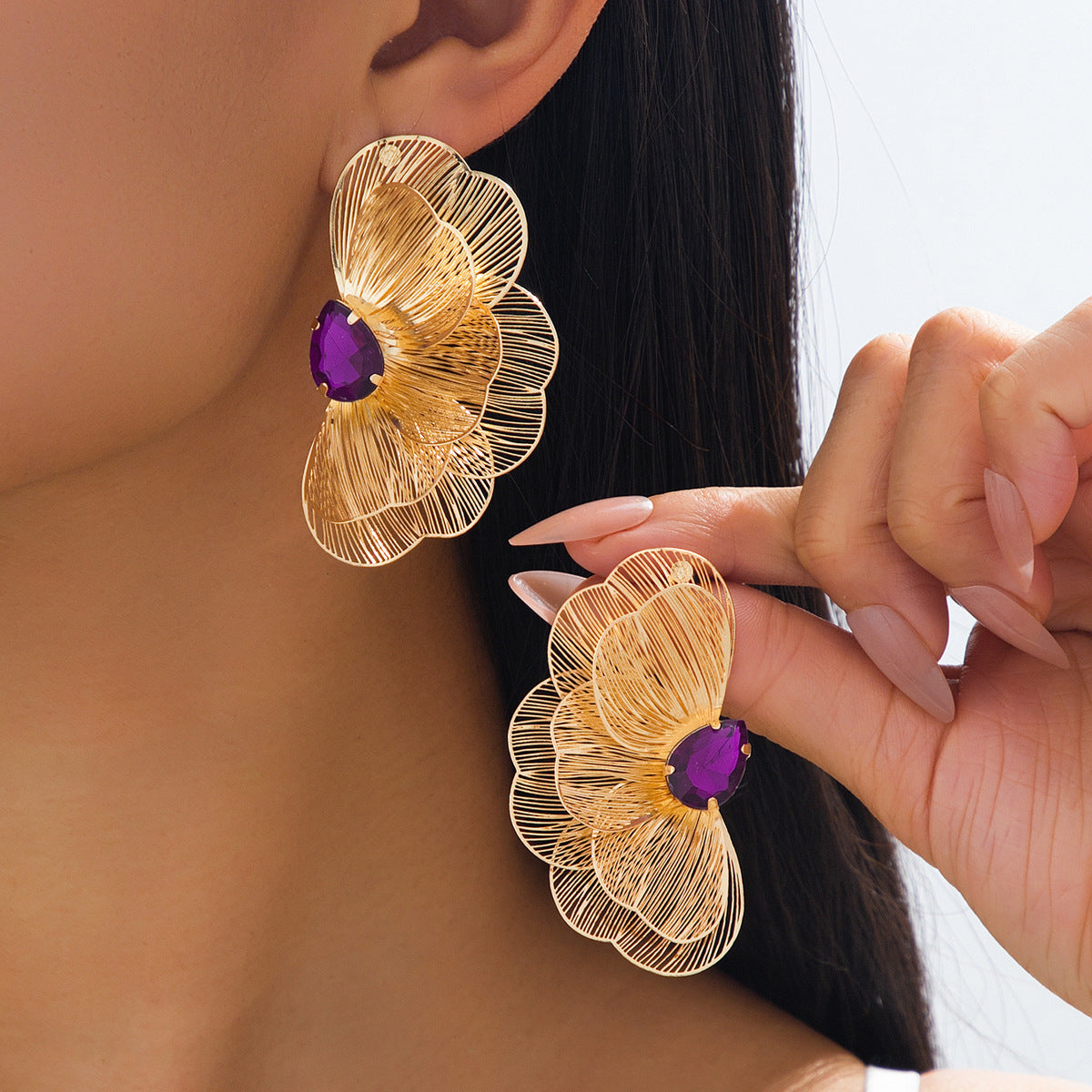 Wholesale Red Flower Earrings For Women Chic Fashion Jewelry Accessory Party Gift Boutique Resale
