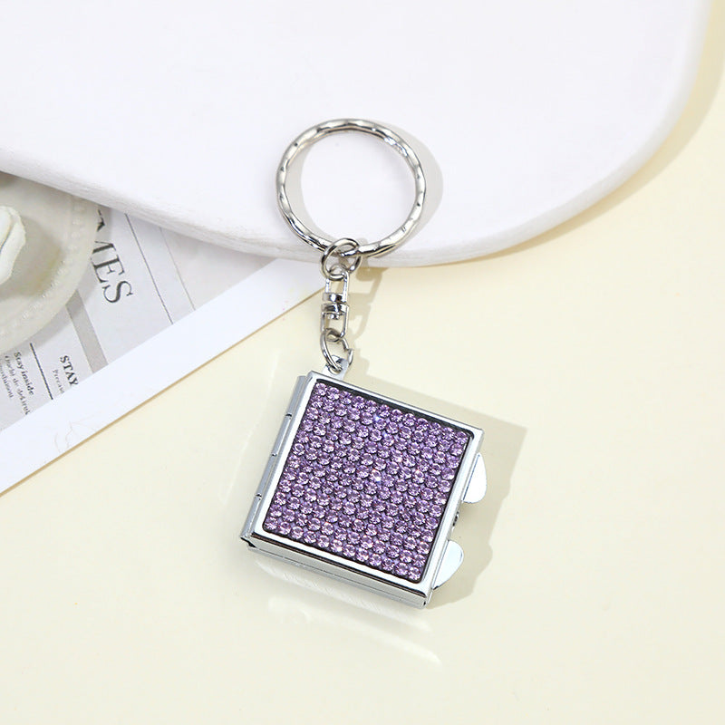 Wholesale Rhinestone Mini Portable Makeup Mirror Keychain ACC-KC-ZhiYa019