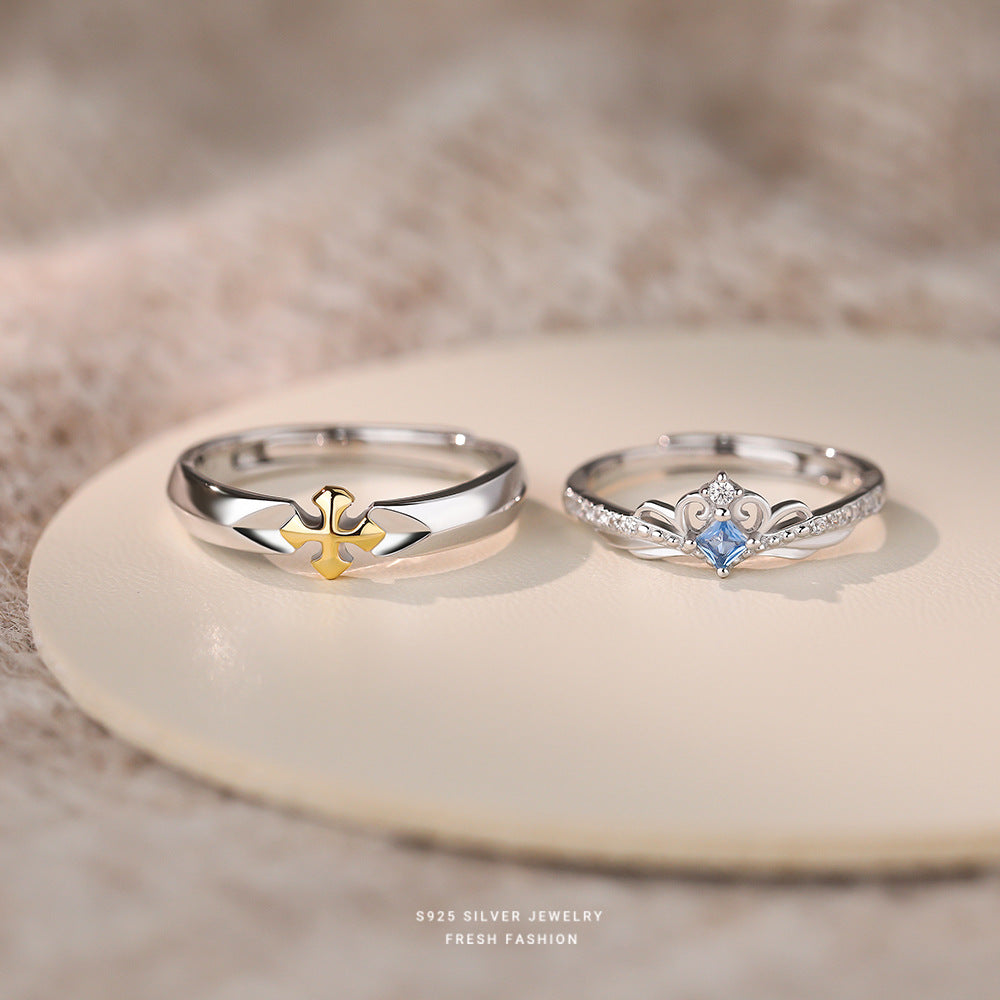 Wholesale Princess and Knight Couple S925 Sterling Silver Ring