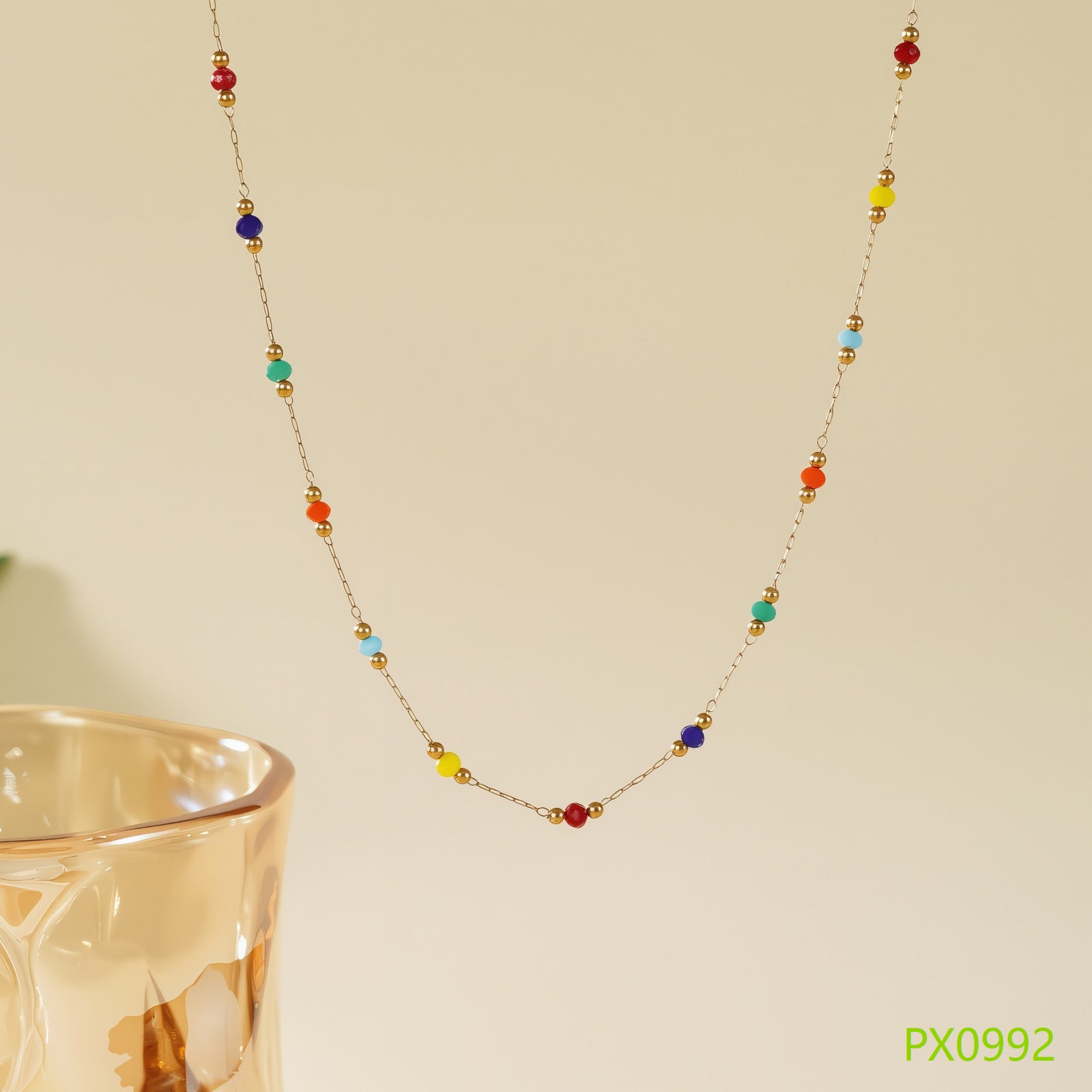 Wholesale Real Gold Plated Titanium Steel Turquoise Necklace,  Light Luxury Style Fashion Accessory