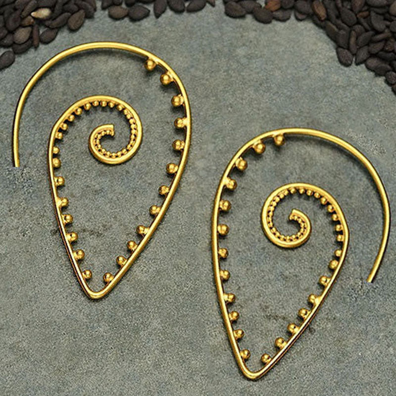 Wholesale geometric spiral ear ring fashion golden silver alloy exaggerated earrings
