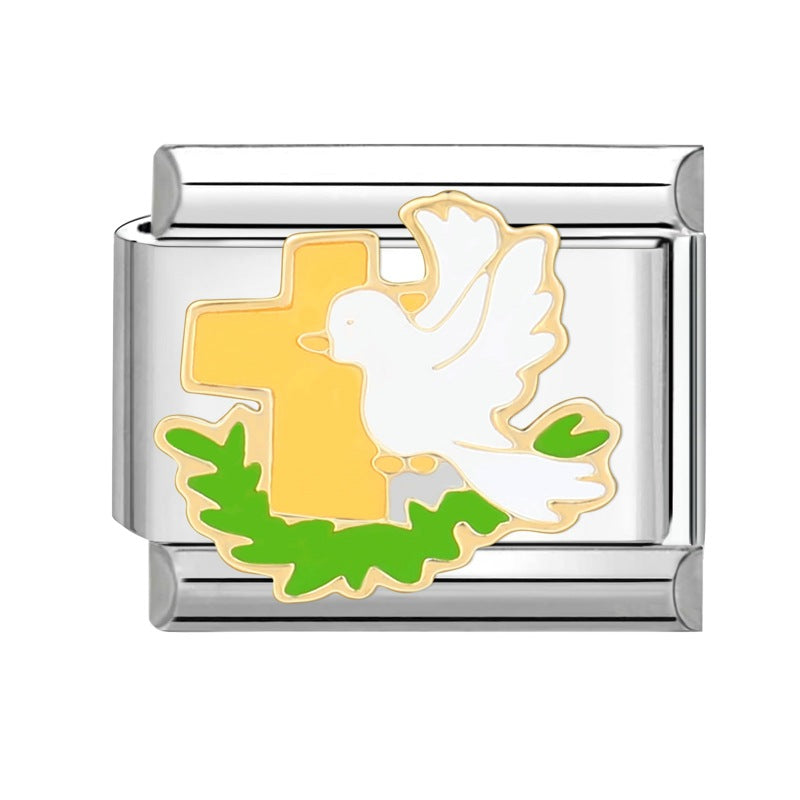 Wholesale Italian Charm Bracelet 9mm DIY Splicing Cute Cartoon Titanium Steel  Composable Bracelet