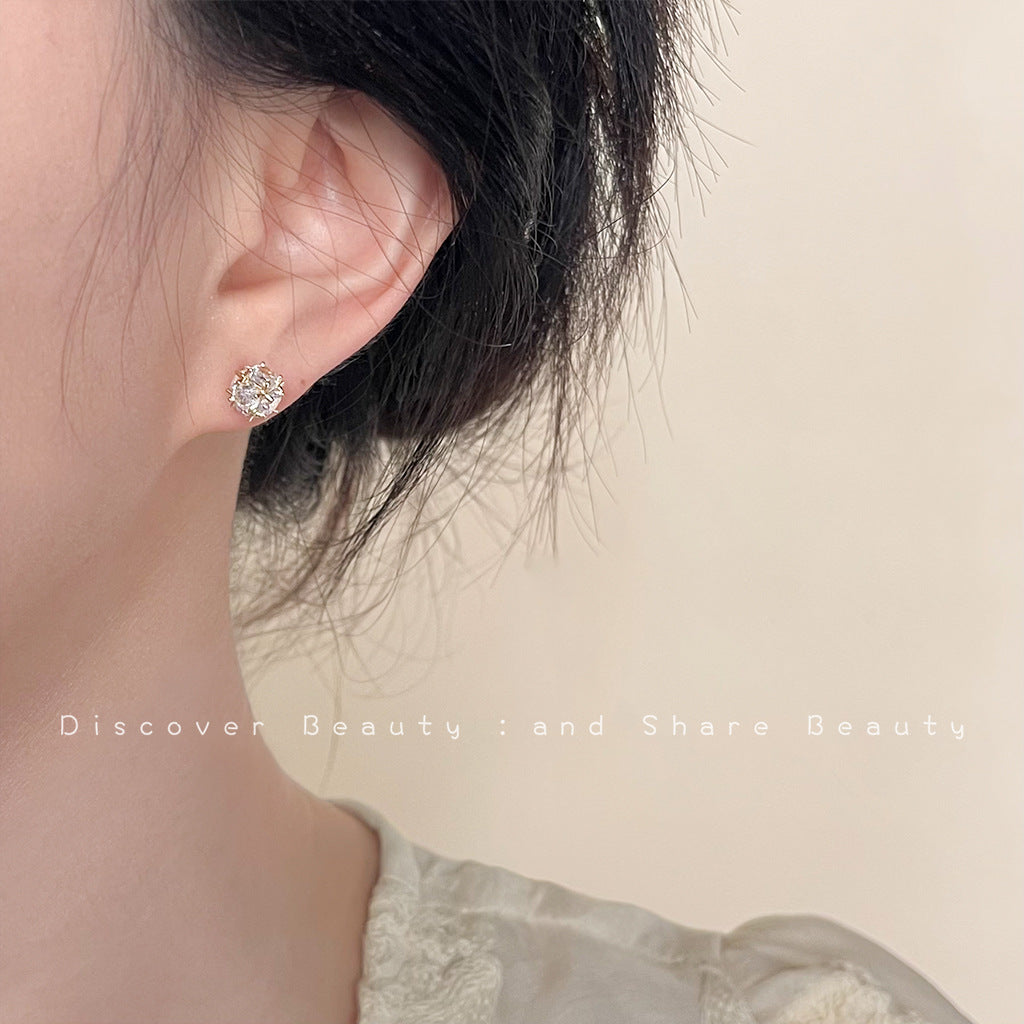 Wholesale Sugar Cube Zircon Earrings