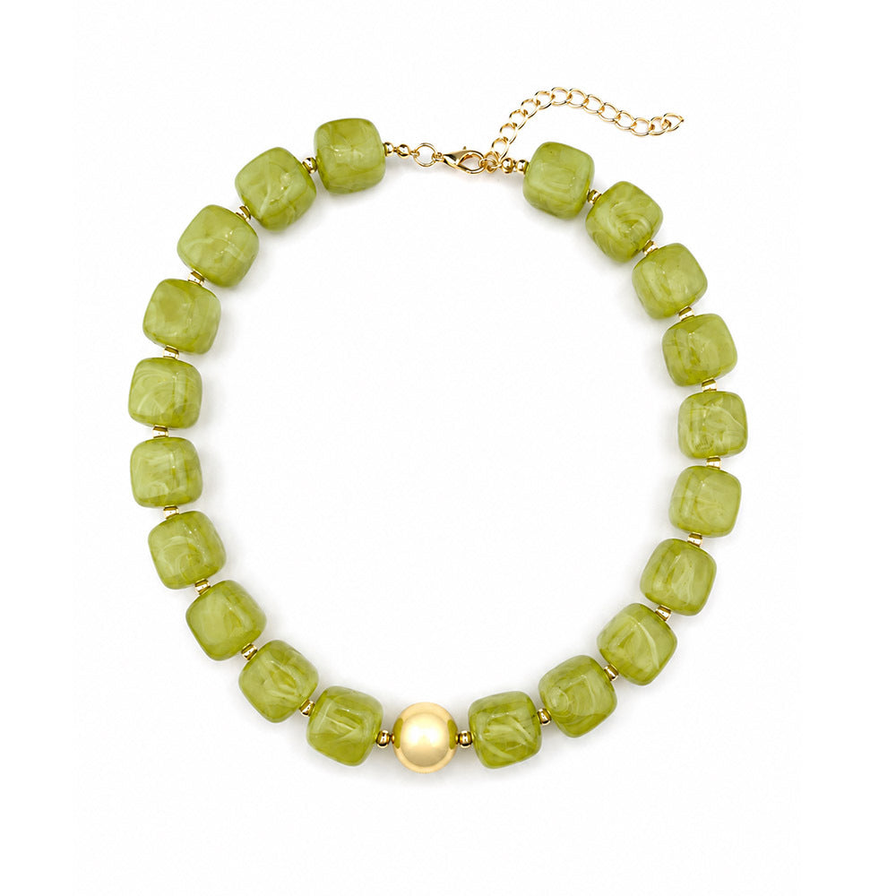 Wholesale Sweet Style Colorful Sugar Cube Acrylic Beaded Necklace Handmade Jewelry