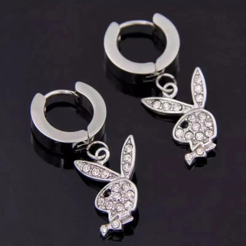Wholesale Stainless Steel Bunny Punk Style Earrings Necklaces ACC-ES-FuSu016