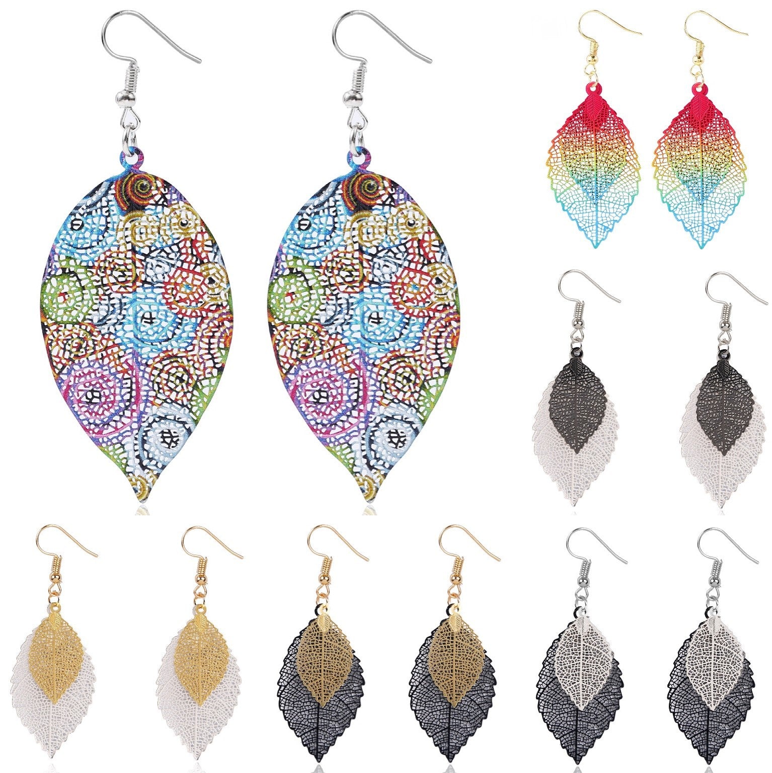Wholesale  retro simple personalized niche leaf earrings