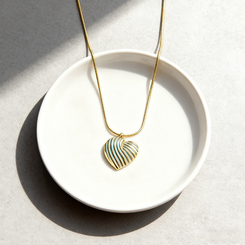 Wholesale oil-paint stainless steel heart necklace