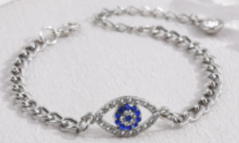 Wholesale Evil Eye Light Blue Adjustable String Bracelet with Gold Beads Handmade Jewelry Accessory