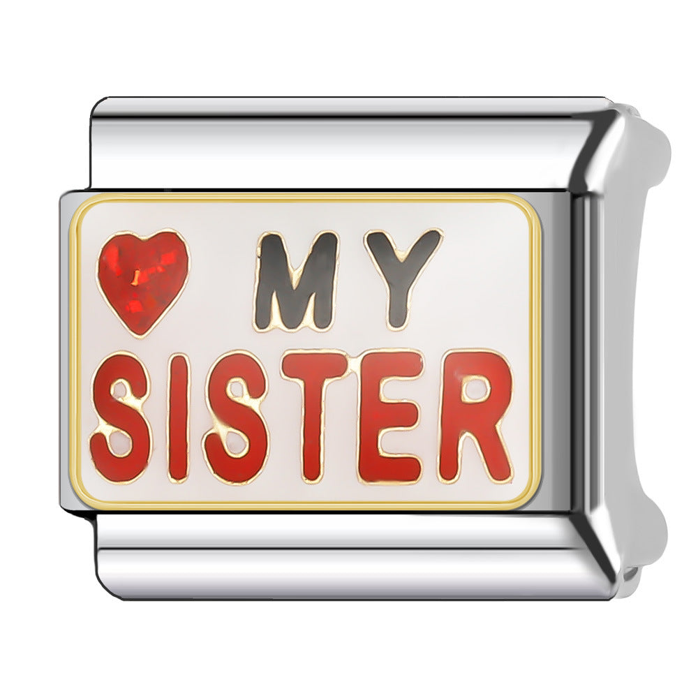 Wholesale Italian Charm Bracelet 9mm DIY Splicing English Series Stainless Steel Composable Bracelet