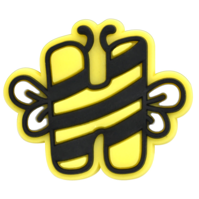 Wholesale Random 100pcs Small Bee PVC Soft Rubber Shoe Buckle Decoration ACC-SC-RYY055