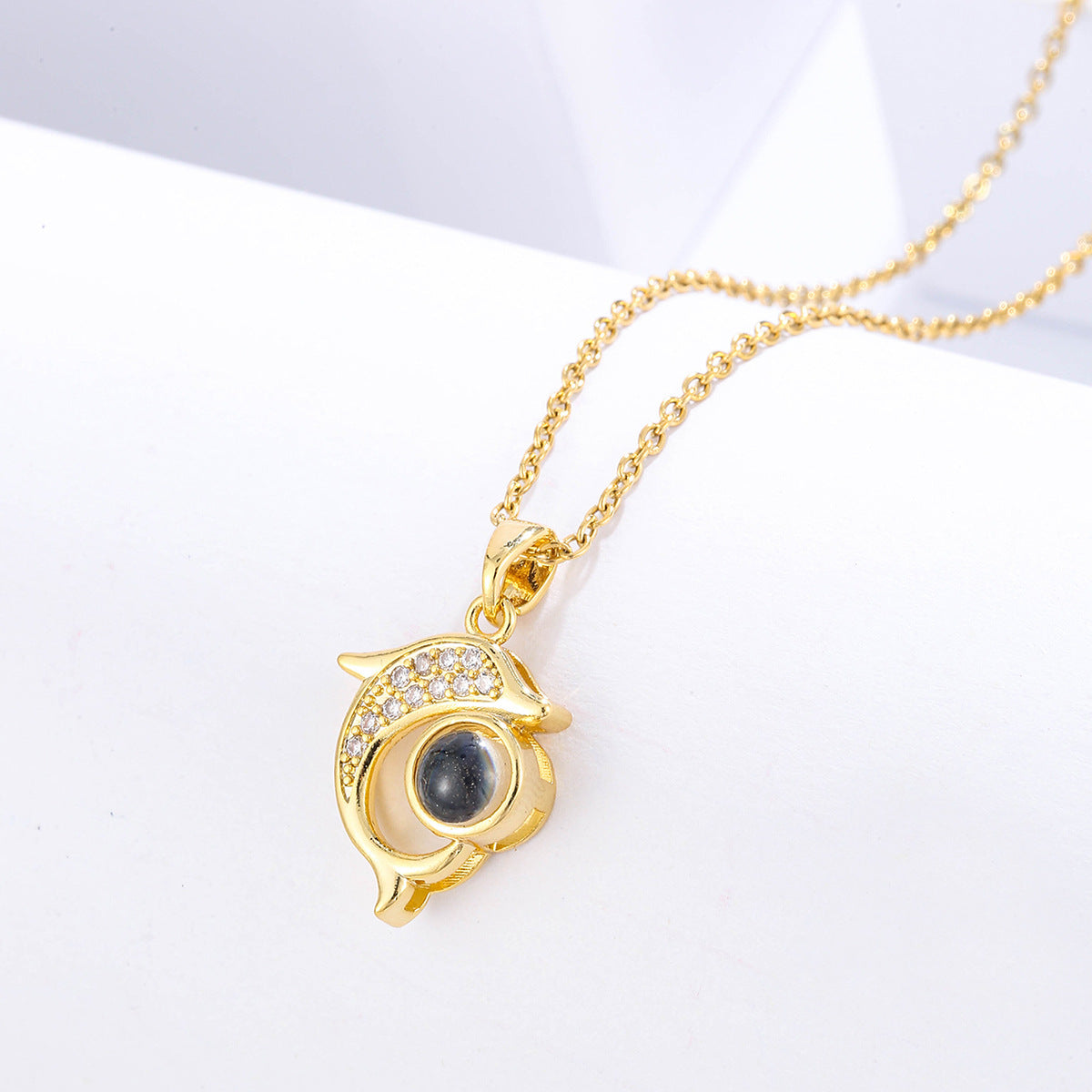 Wholesale silver Gold Titanium Steel Moon Necklace