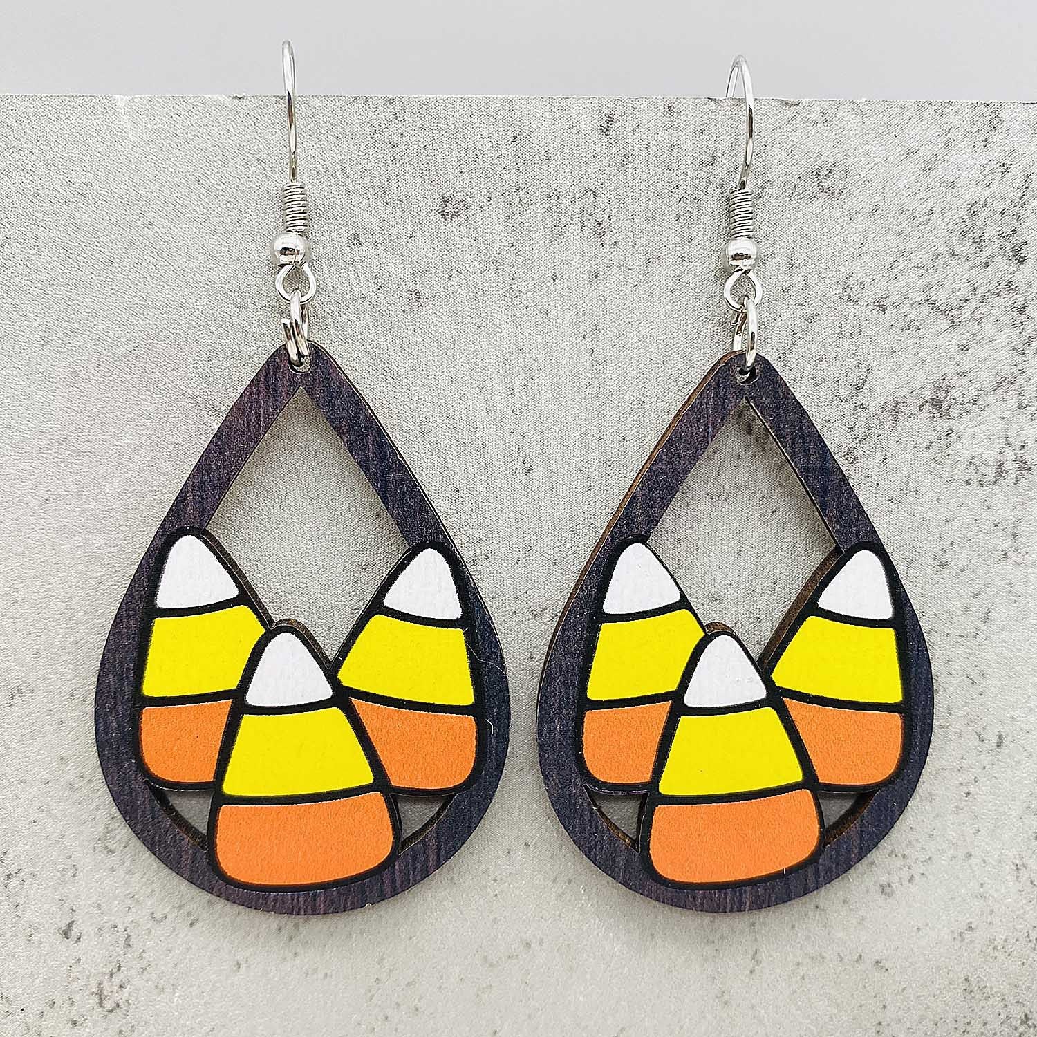 Wholesale  Thanksgiving Wooden Earrings Pumpkin Turkey Maple Leaf Print Drop Earrings