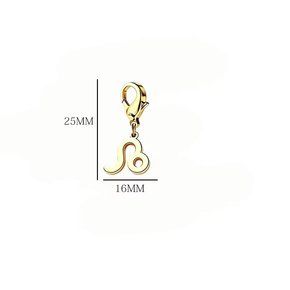 Wholesale Casual Stainless Steel Zodiac Pendant Charms with Lobster Clasp for DIY Jewelry Bracelets Necklaces,  Gift Idea