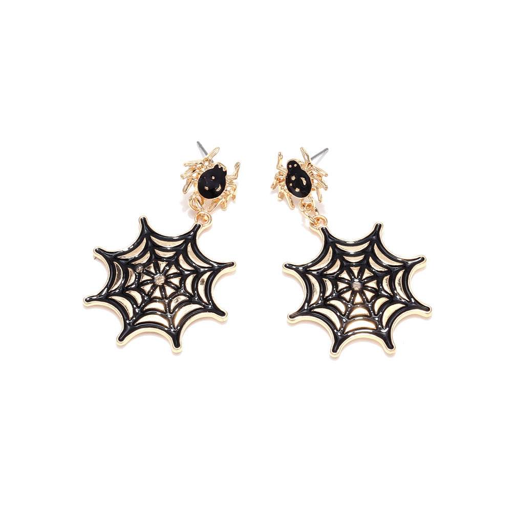 Wholesale Gothic   Web Earrings - Alloy Drip Oil Earrings for Women,  Trendy Jewelry Accessory