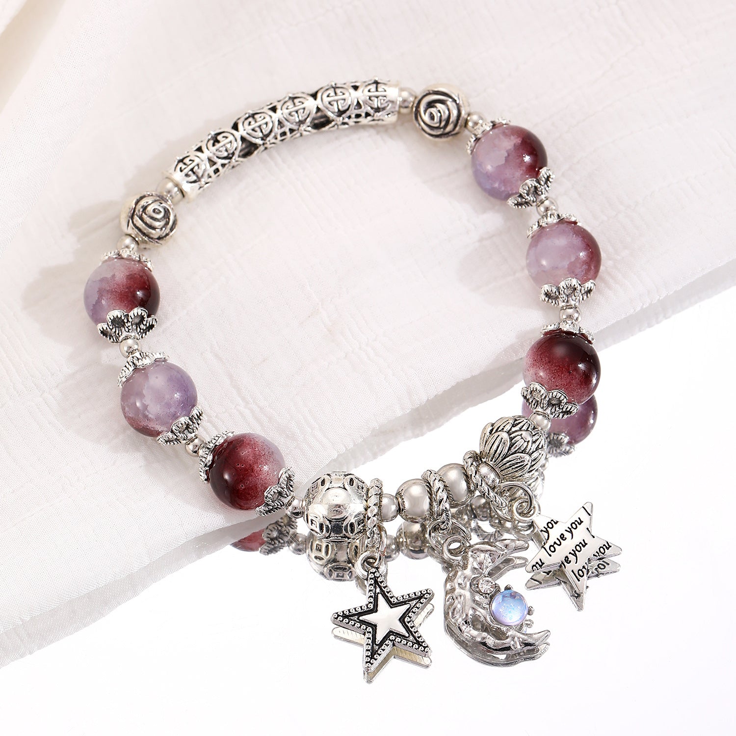 Wholesale Alloy and natural stone Bohemian tassel bracelet