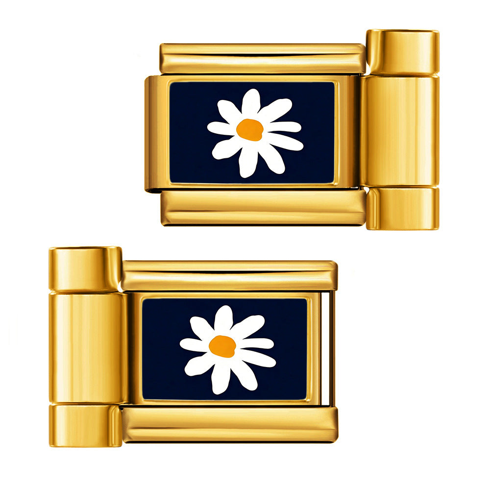 Wholesale Stainless Steel Electroplated Flower Pattern Watch Strap Connector DIY Bracelet Tool for Boutique Resale