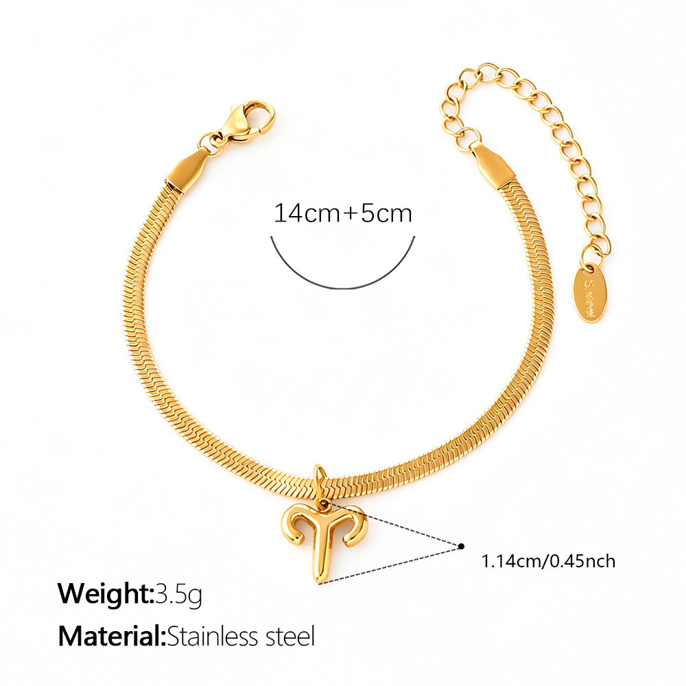Wholesale Vintage Zodiac Stainless Steel Bracelet 18K Gold Plated Travel Souvenir Jewelry Accessory