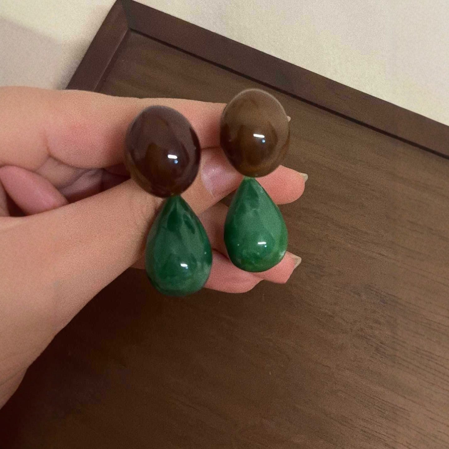 Wholesale Resin Electroplated Ear Studs French Light Luxury Geometric 2025 New Style Women' s Jewelry Accessory