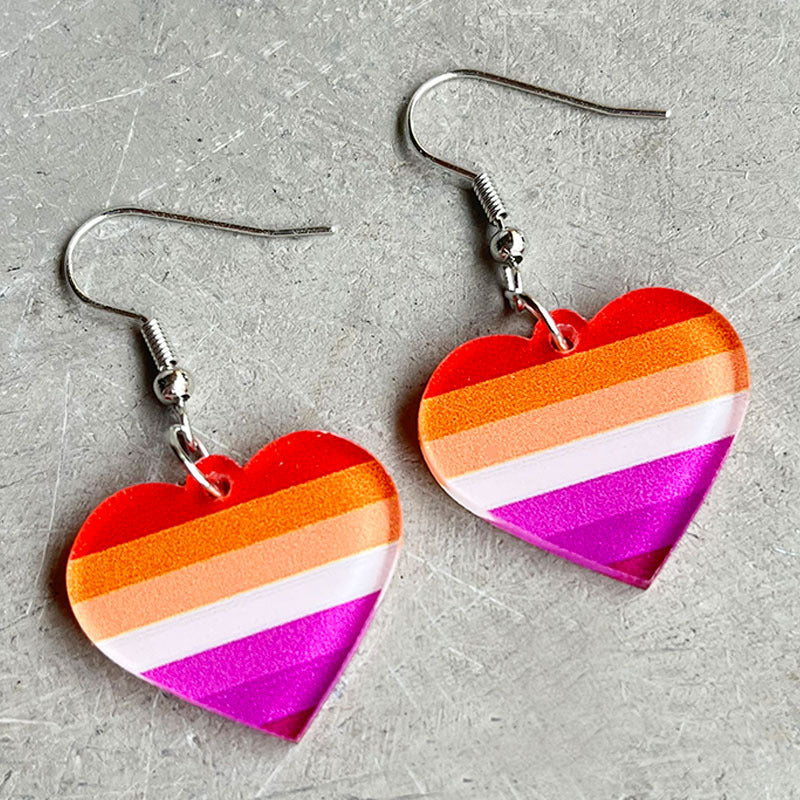 Wholesale 2 Pairs/pack LGBT Rainbow Heart Acrylic Earrings ACC-ES-HY065