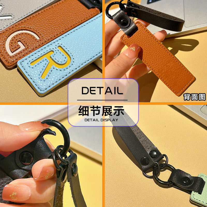 Wholesale Leather 26 Letter Keychain Chic Car Key Accessory Decorative Bag Charm