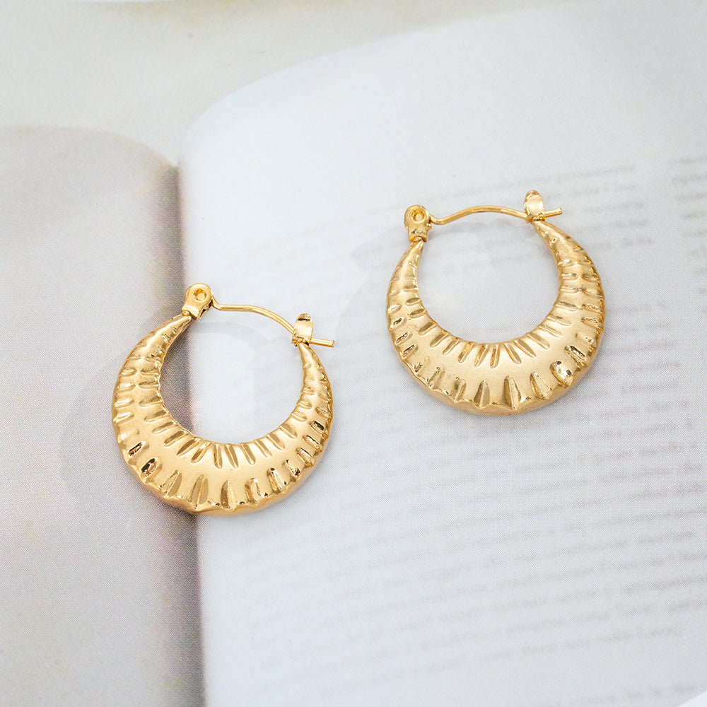 Wholesale Geometric 18K Gold Plated Titanium Steel Earrings - Chic Fashion Accessory for Women,  Gift or Boutique Resale