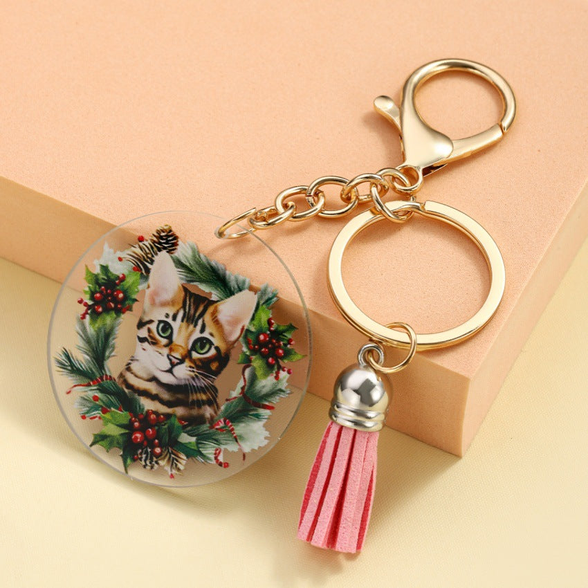 Wholesale 3D Printed Acrylic Cat Keychain ACC-KC-RongRui037