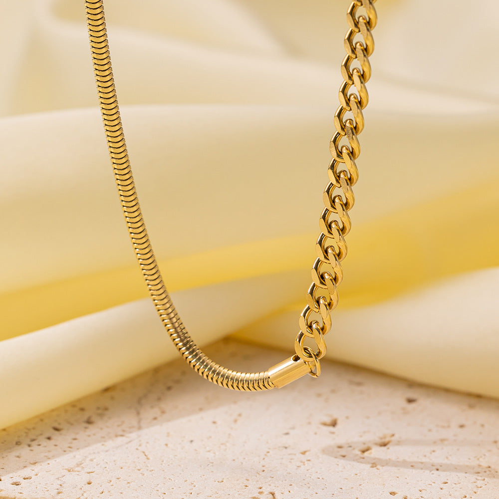 Wholesale Retro Irregular Titanium Steel Necklace Plated 18K Gold Multi-layered Necklace Gold Plated Necklace ACC-NE-Tais004