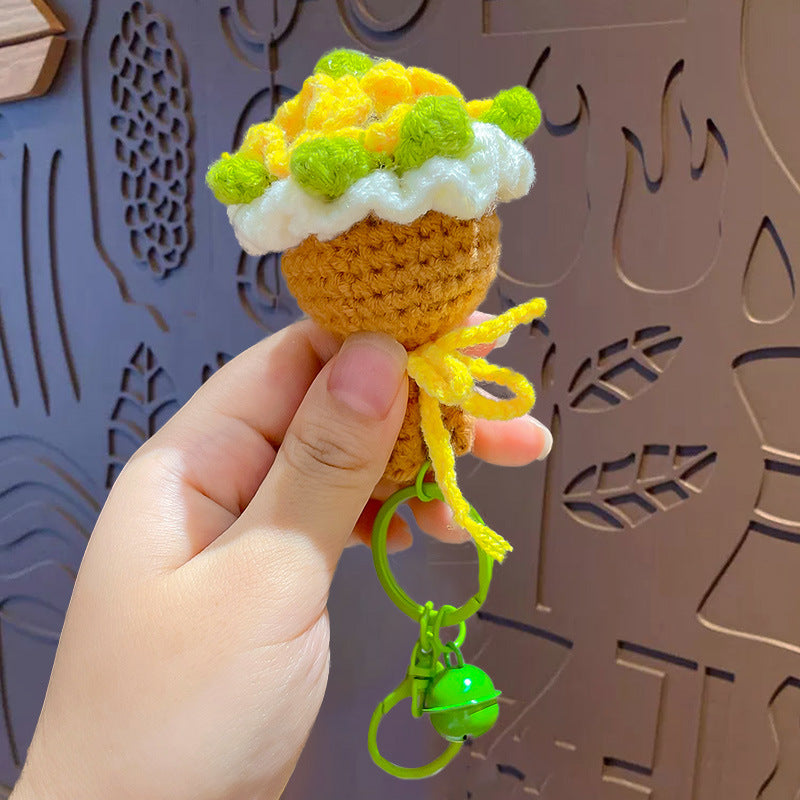 Wholesale Cute Hand-woven Woolen Flower Bouquet Keychain ACC-KC-ZhongChi003