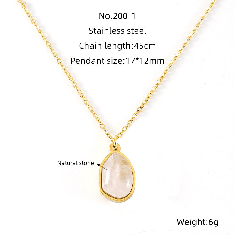 Wholesale  irregular natural stone necklace stainless steel does not fade 18K gold plated clavicle chain