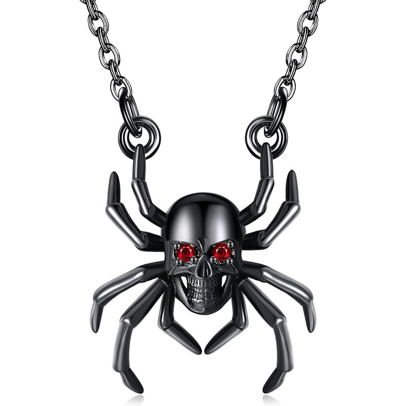 Wholesale Halloween Simple Spider Skull Pendant  Punk Three-dimensional  Necklace