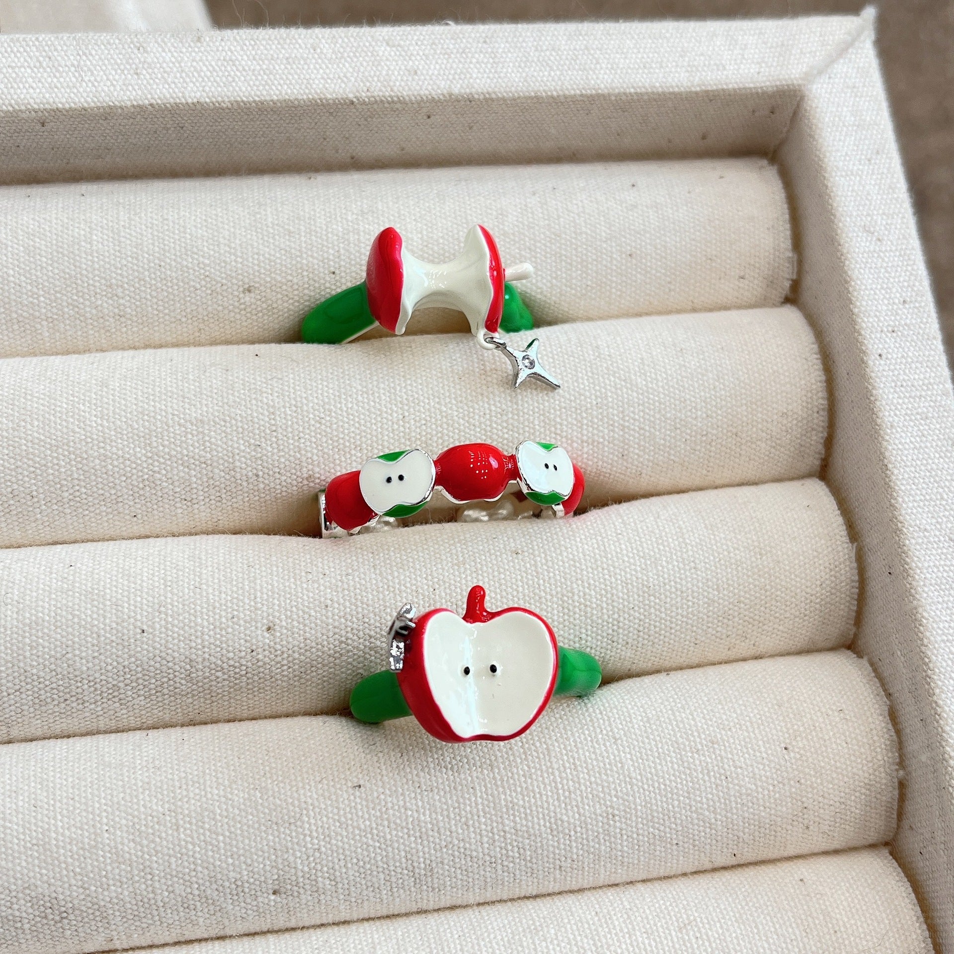 Wholesale  Red and Green Apple Open Ring