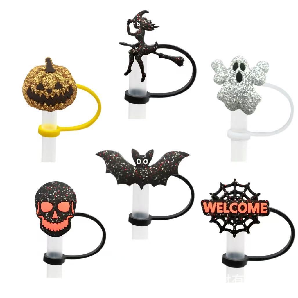 Wholesale 10pcs  themed spill prevention Straw Cover Straw Tube Cap