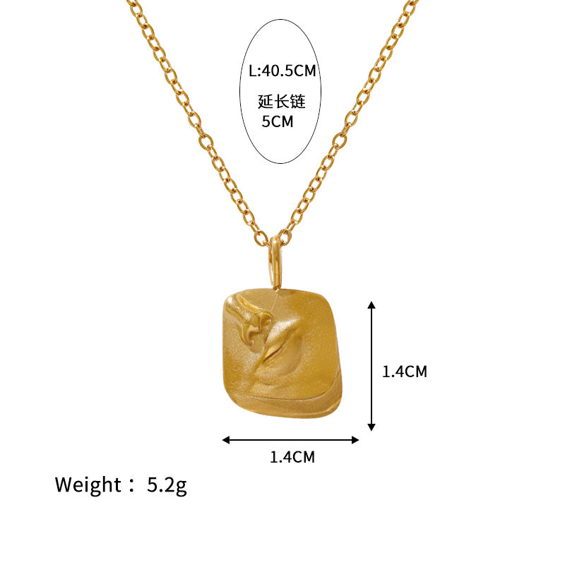 Wholesale Stainless steel  exaggerated hip-hop figure square pendant necklace