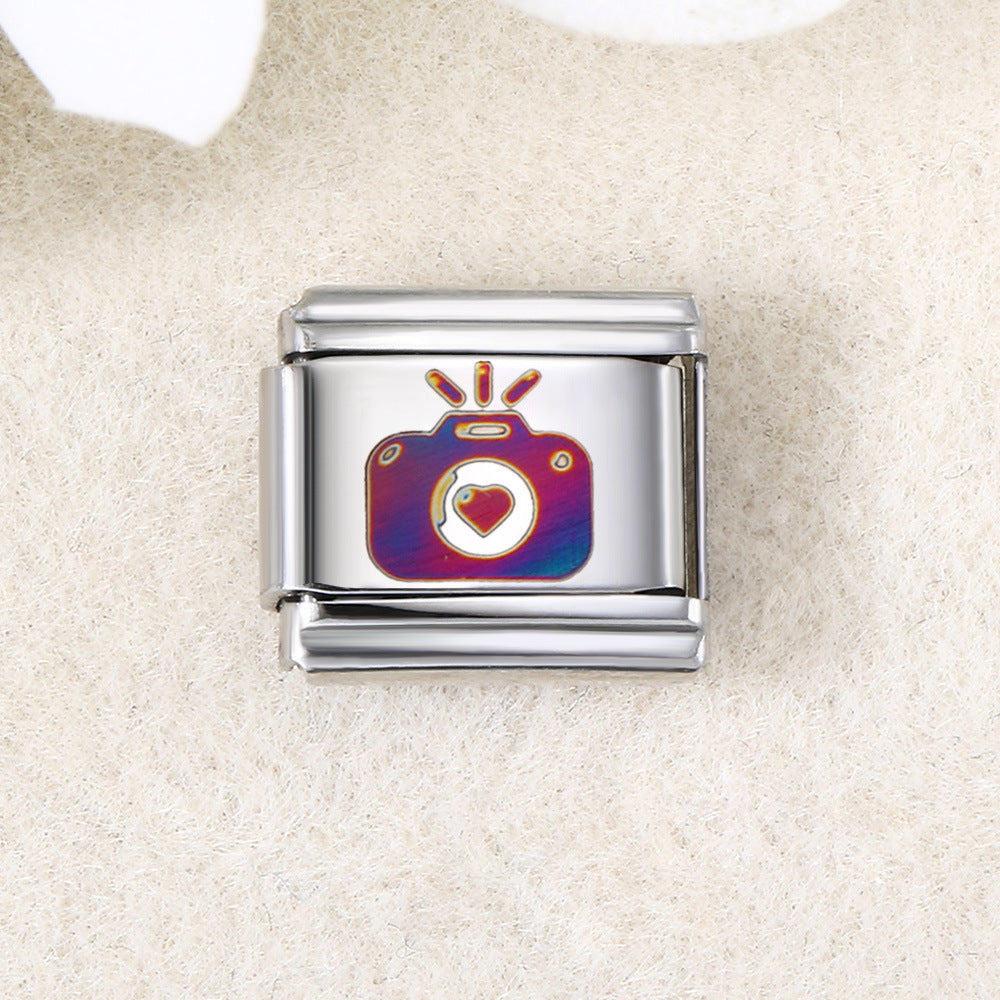 Wholesale  Italian Charm Bracelet 9mm DIY UV laser Creative Stainless Steel Composable Bracelet