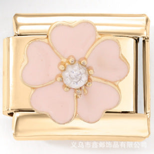 Wholesale Italian Charm Bracelet 9mm DIY Splicing Diamond Gold Stainless Steel Composable Bracelet