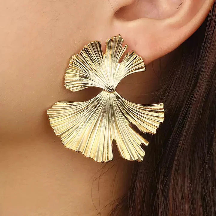 Wholesale Exaggerated Butterfly Sunflower Earrings 18K Gold Stainless Steel Earrings Statemente Earrings ACC-ES-LiQuan002