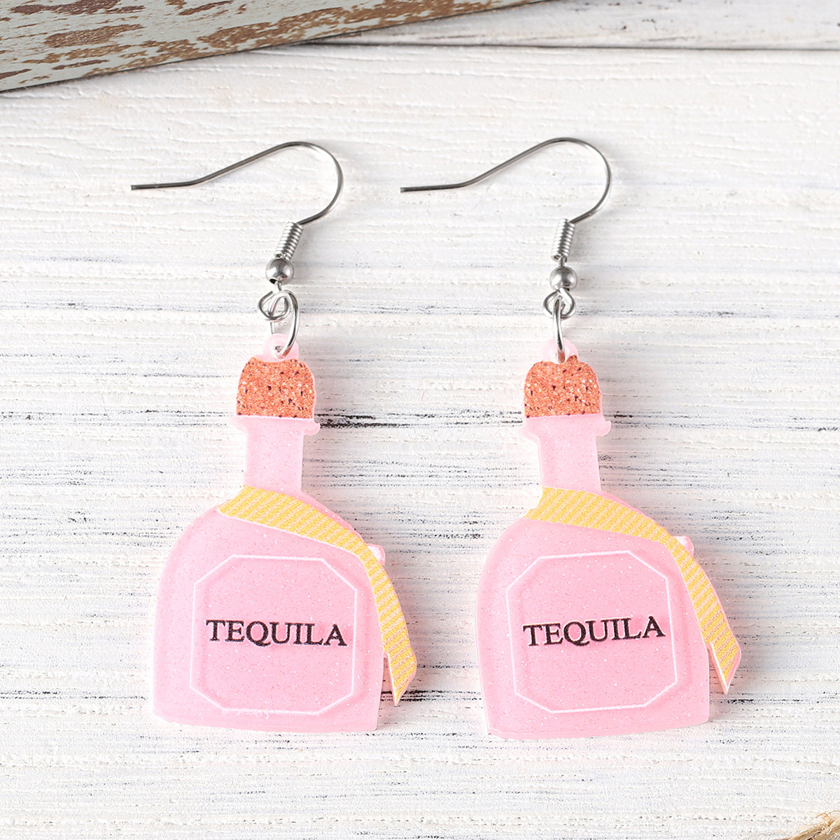 Wholesale Tequila Bottle Sequined Acrylic Drop Earrings
