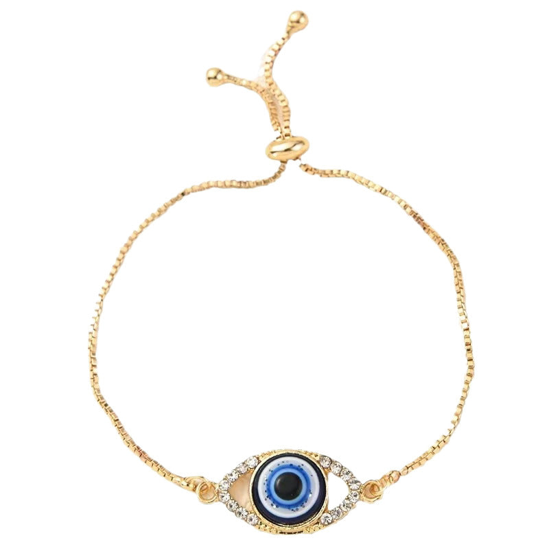 Wholesale Blue Devil Eye Bracelet Women Adjustable Alloy Trendy Fashion Accessory Gift