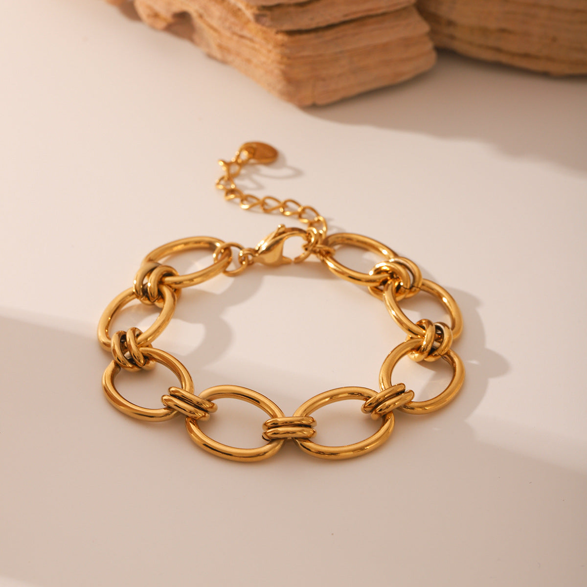 Wholesale  stainless steel bracelet plating 18K gold thick chain