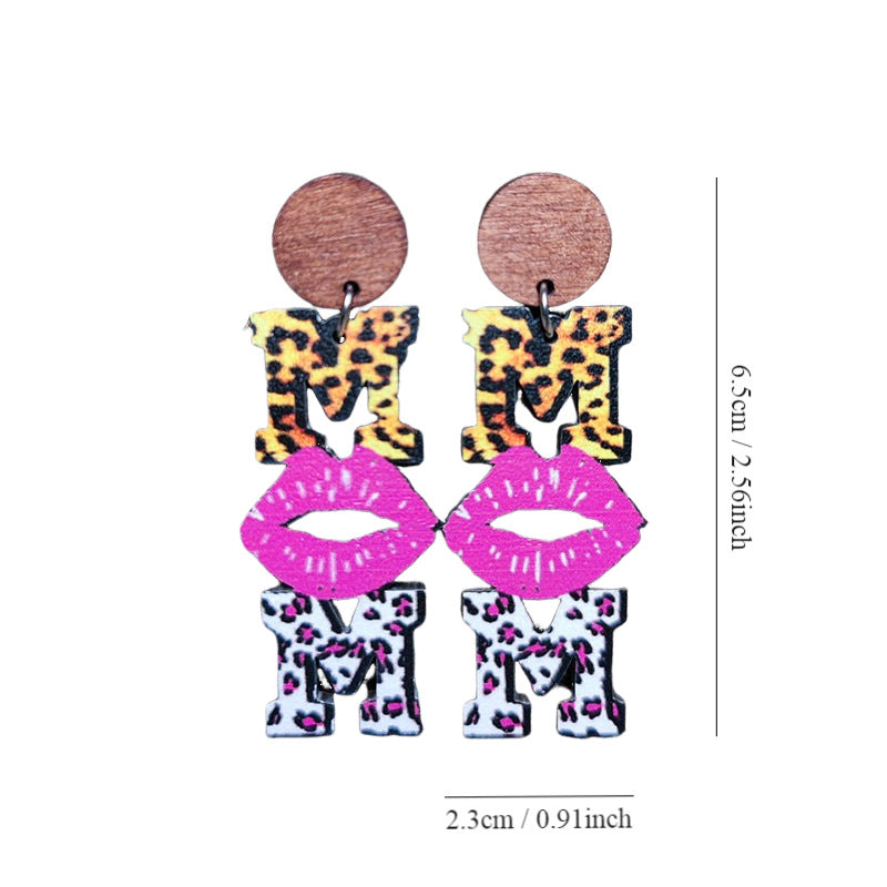 Wholesale  Mother's Day Mom Wood Earrings